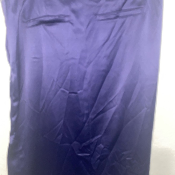 Anthropologie Sateen Trouser Dark Academia Preppy Purple Maxi Skirt High Slit 10 - Picture 10 of 12